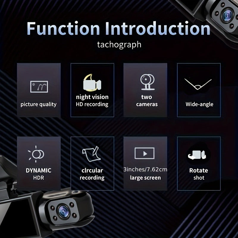 Full HD Front and Interior Dash Cam M8 With 32G Memory Card, Self-driving Commuting Full Scene Adaptation
