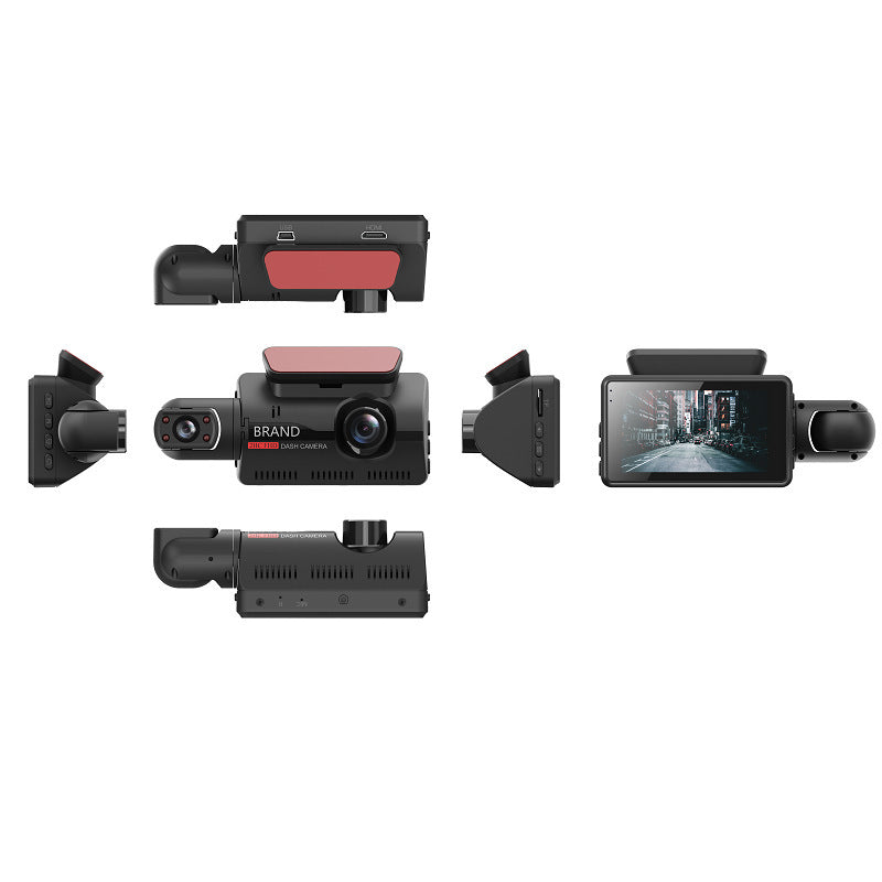 Front HD And Inside Non-Light Night Vision Dual Recording Hidden Driving Recorder 3 Inch IPS Screen,