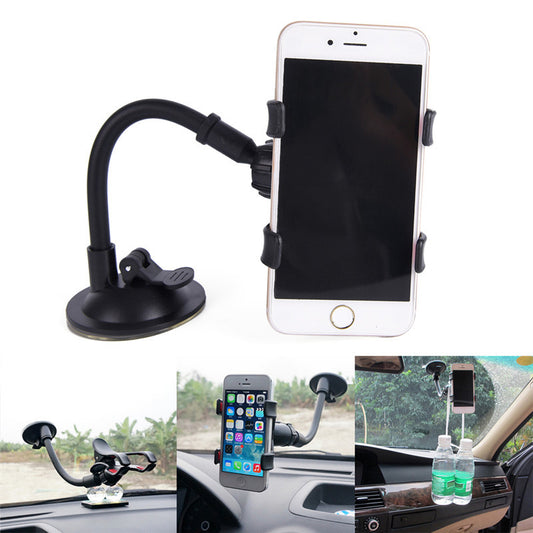 Universal Car Phone Holder with Long Arm & Suction Cup – 360° Rotation Windshield Mount