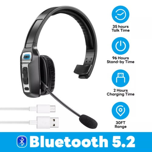 5.2 Wireless Headset With Noise Cancelling Mic For Phones PC