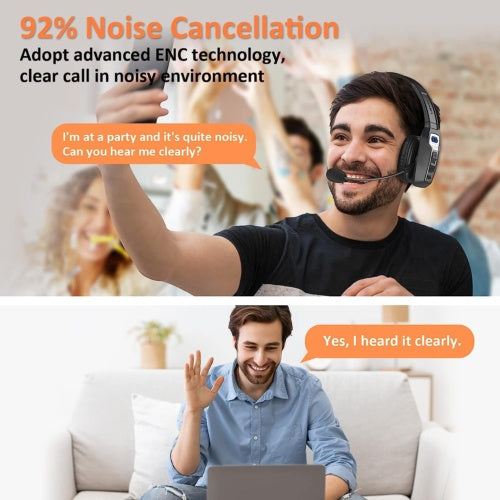 5.2 Wireless Headset With Noise Cancelling Mic For Phones PC