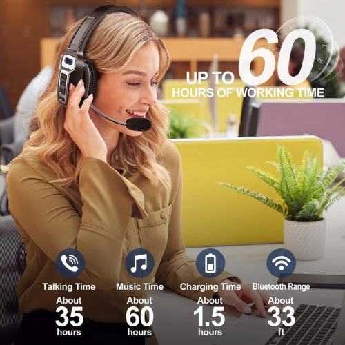 5.2 Wireless Headset With Noise Cancelling Mic For Phones PC