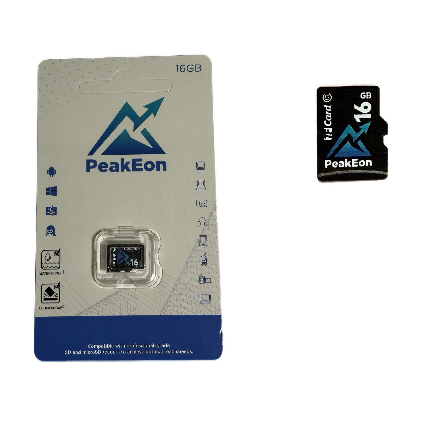 PeakEon MicroSD TF Memory Card,4K/5K UHD, Waterproof, Shockproof,High Speed 130MB/s (16 GB)