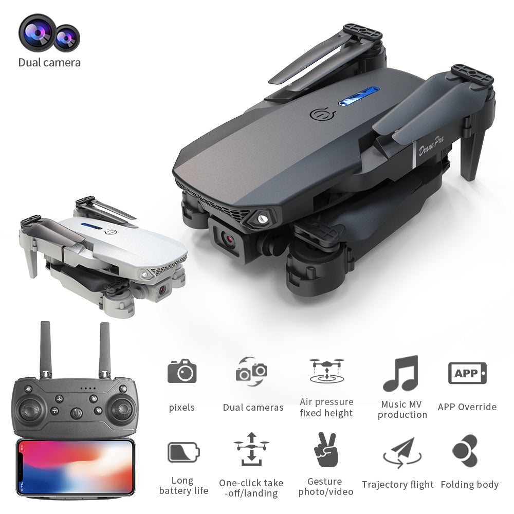 E88 Dual Camera Folding Drone, WiFi FPV Double RC Quadcopter Altitude Hold, Remote Control