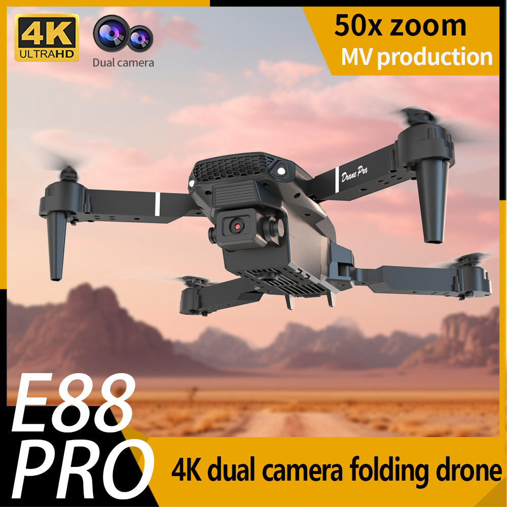 E88 Dual Camera Folding Drone, WiFi FPV Double RC Quadcopter Altitude Hold, Remote Control