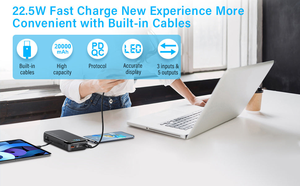 22.5 W Super Fast Charging Power Bank, 20,000mAh