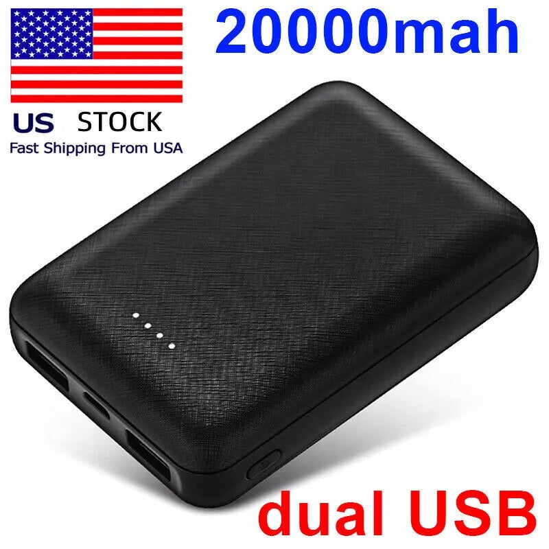 Black-White Power Bank 20000mah Charger External Portable Battery Backup For Cell Phone