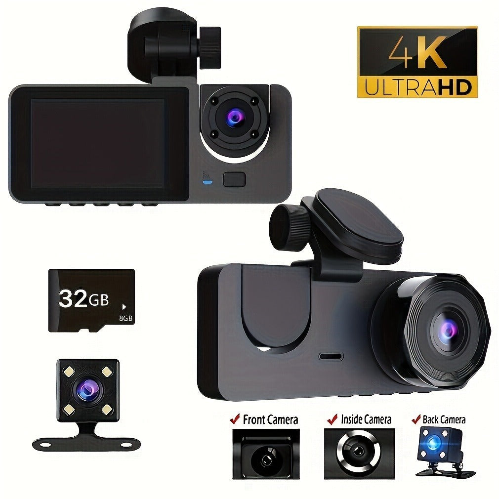 4K UHD Action Front Interior And Rear Dash Camera – With Battery, Compact & Lightweight