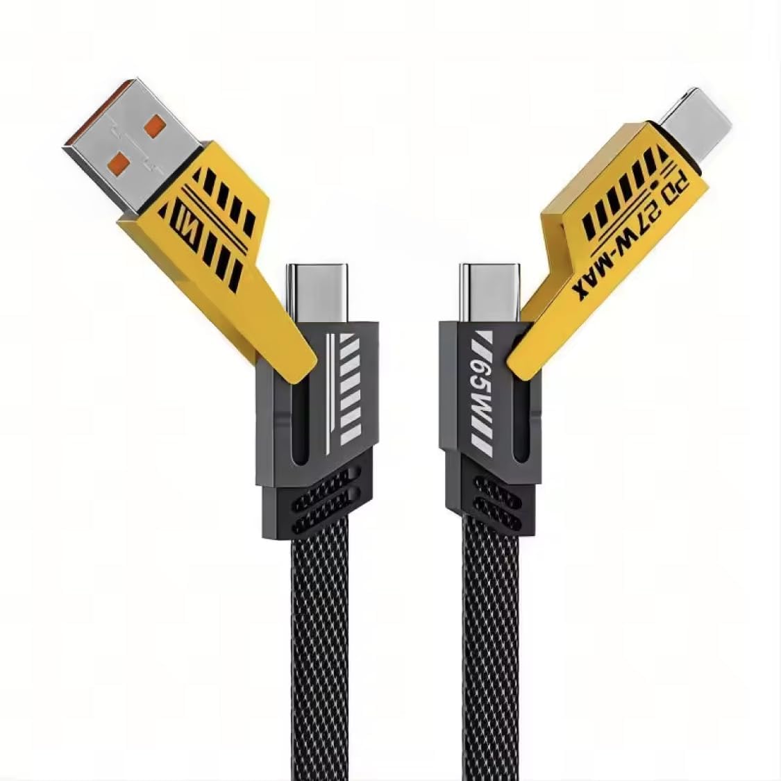PeakEon 4-in-1 Fast Charging and Data Cable- USB-A to Lightning/Type-C, USB-C to Lightning/Type-C, High-Speed 480Mbps Data Transfer, Durable Nylon Braided Multi Charger