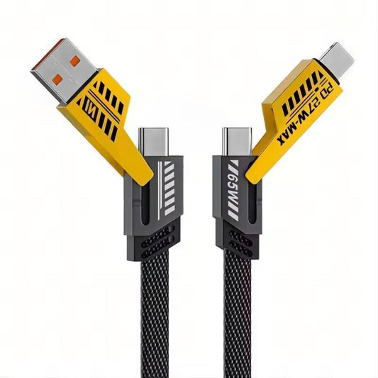 PeakEon 4-in-1 Fast Charging and Data Cable- USB-A to Lightning/Type-C, USB-C to Lightning/Type-C, High-Speed 480Mbps Data Transfer, Durable Nylon Braided Multi Charger