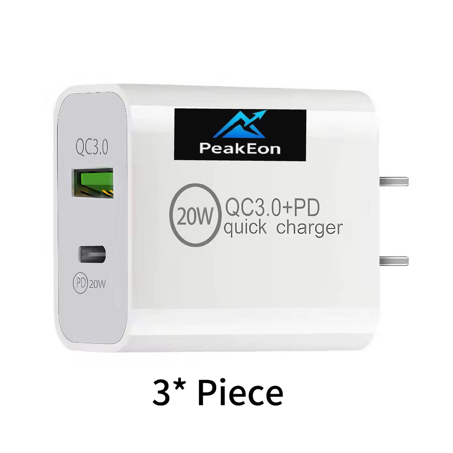 PeakEon Fast Charger Adapter| Dual Port (20W PD Type C + QC 3.0 USB A) with Smart Protection