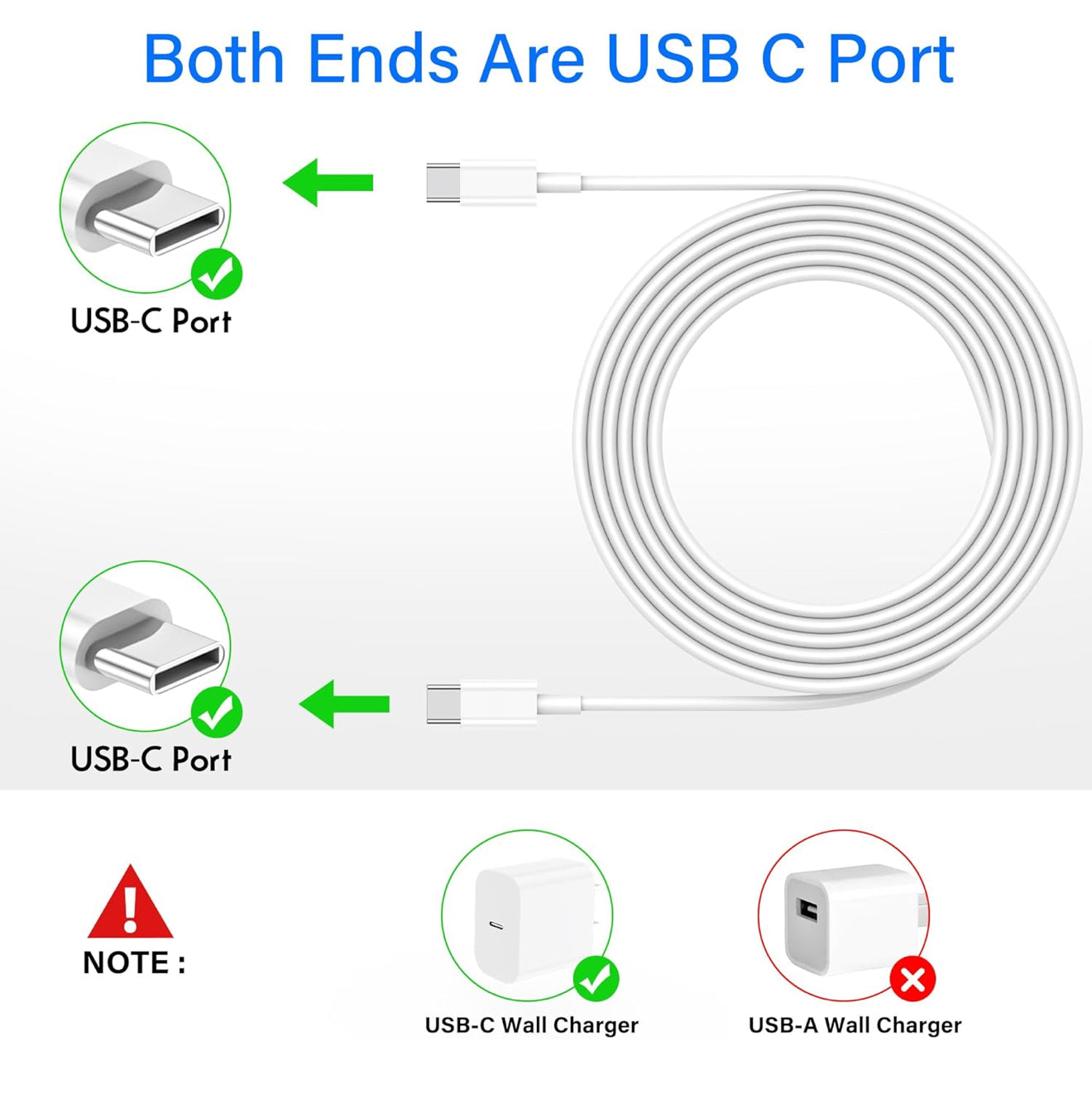 PeakEon 3.3ft (1M) Type-C to Type-C Fast Charging Cable | 60W PD, 3A High-Speed Data Sync for Smartphones,tablets,smartwatches,Laptop and More