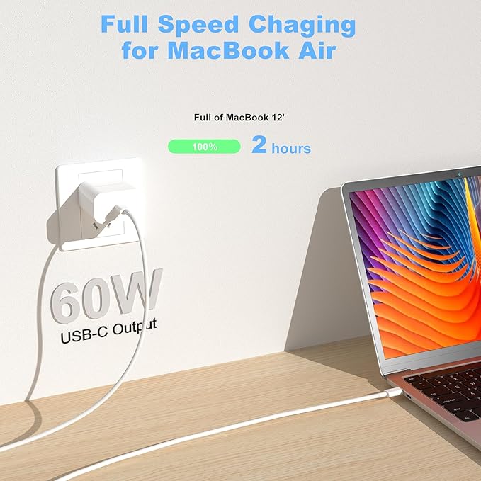PeakEon 6.6FT (2M) Type-C to Type-C Fast Charging Cable | 60W PD, 3A High-Speed Data Sync for Smartphones,tablets,smartwatches,Laptop and More