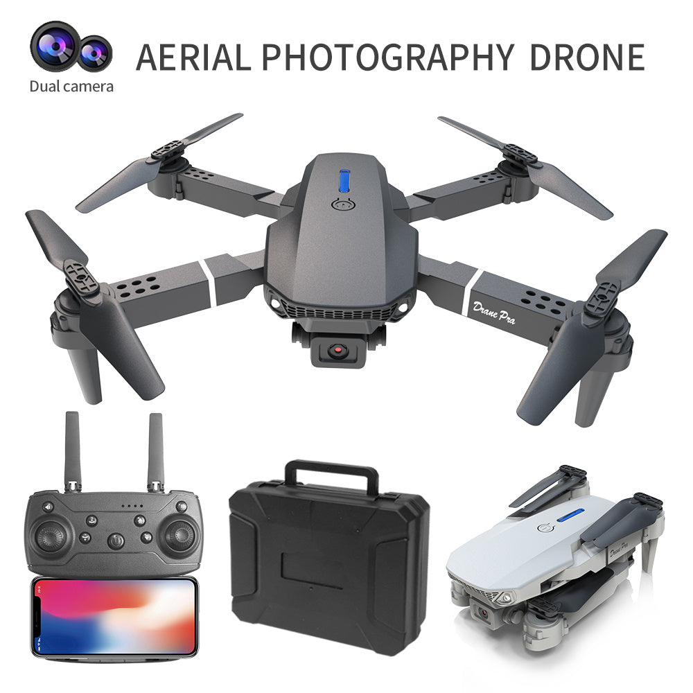 E88 Dual Camera Folding Drone, WiFi FPV Double RC Quadcopter Altitude Hold, Remote Control