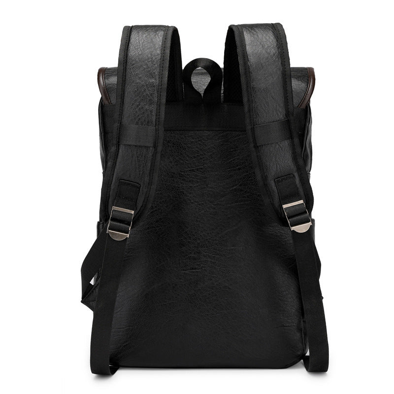 Laptop Backpack Leather Waterproof – Medium Hardness, Belt Decor, Multiple Inner Pockets Unisex