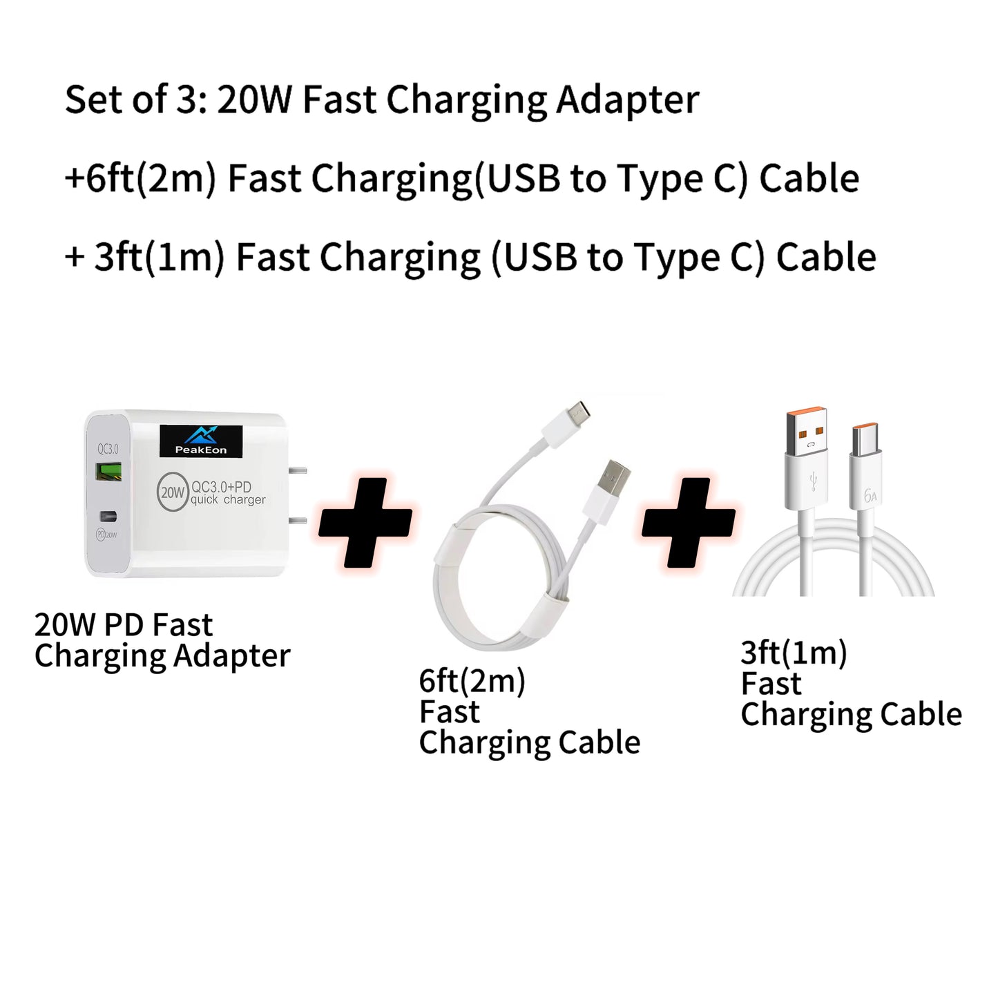 PeakEon Fast Charger Adapter| Dual Port (20W PD Type C + QC 3.0 USB A) with Smart Protection