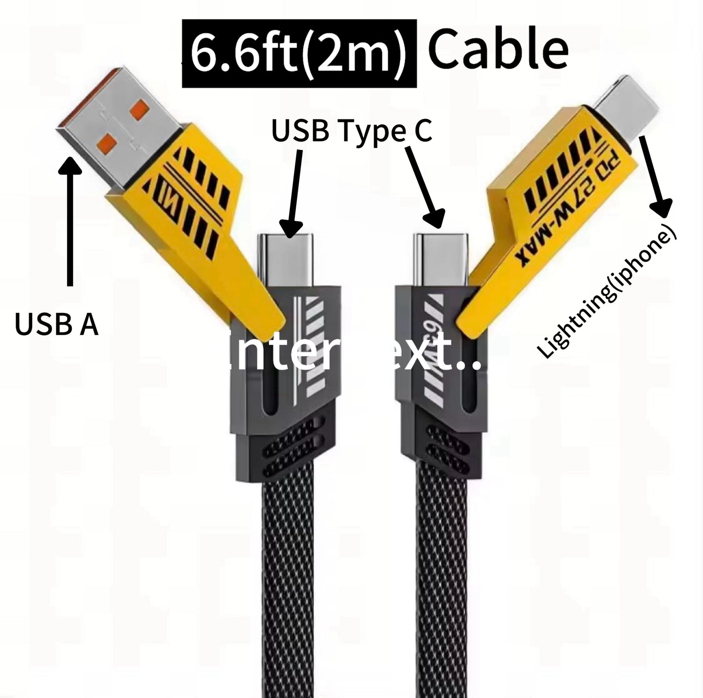 PeakEon 4-in-1 Fast Charging and Data Cable- USB-A to Lightning/Type-C, USB-C to Lightning/Type-C, High-Speed 480Mbps Data Transfer, Durable Nylon Braided Multi Charger