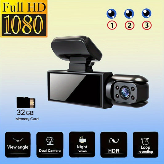 Full HD  Front and Interior Dash Cam  M8 With 32G Memory Card, Self-driving Commuting Full Scene Adaptation