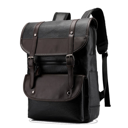Laptop Backpack Leather Waterproof  – Medium Hardness, Belt Decor, Multiple Inner Pockets Unisex