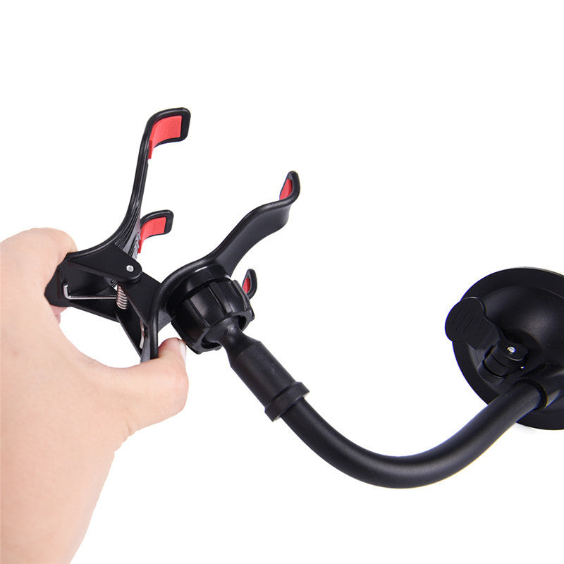 Universal Car Phone Holder with Long Arm & Suction Cup – 360° Rotation Windshield Mount