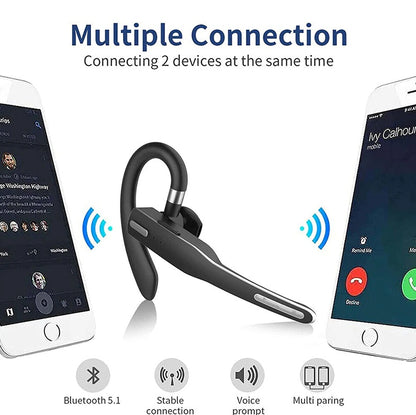 Wireless Headset Bluetooth 5.1 Earpiece Dual Mic Earbud Noise Cancelling