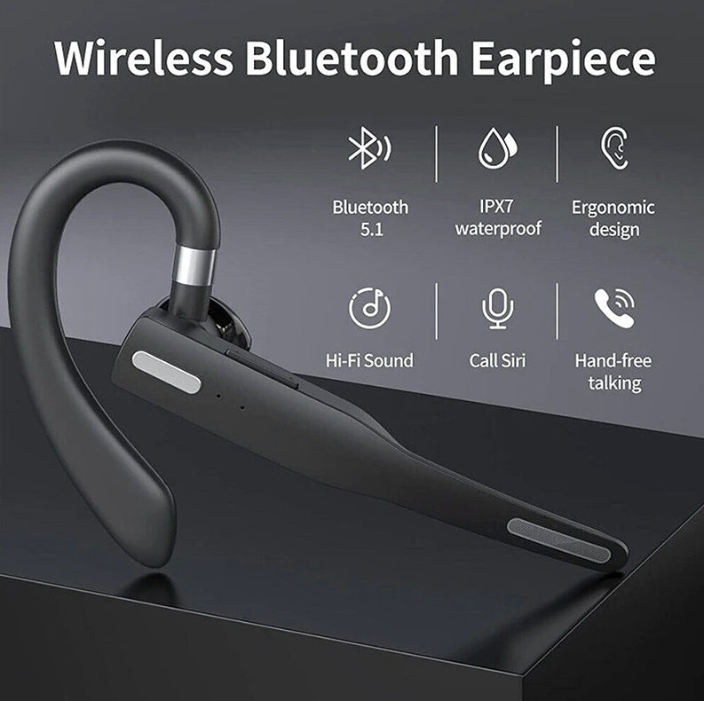 Wireless Headset Bluetooth 5.1 Earpiece Dual Mic Earbud Noise Cancelling