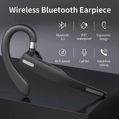 Wireless Headset Bluetooth 5.1 Earpiece Dual Mic Earbud Noise Cancelling