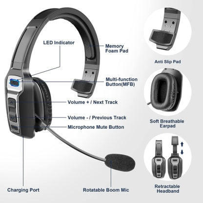 5.2 Wireless Headset With Noise Cancelling Mic For Phones PC