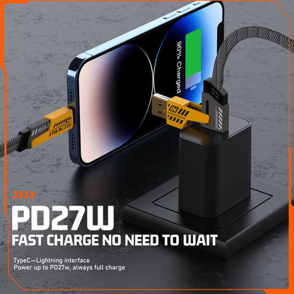 PeakEon 4-in-1 Fast Charging and Data Cable- USB-A to Lightning/Type-C, USB-C to Lightning/Type-C, High-Speed 480Mbps Data Transfer, Durable Nylon Braided Multi Charger