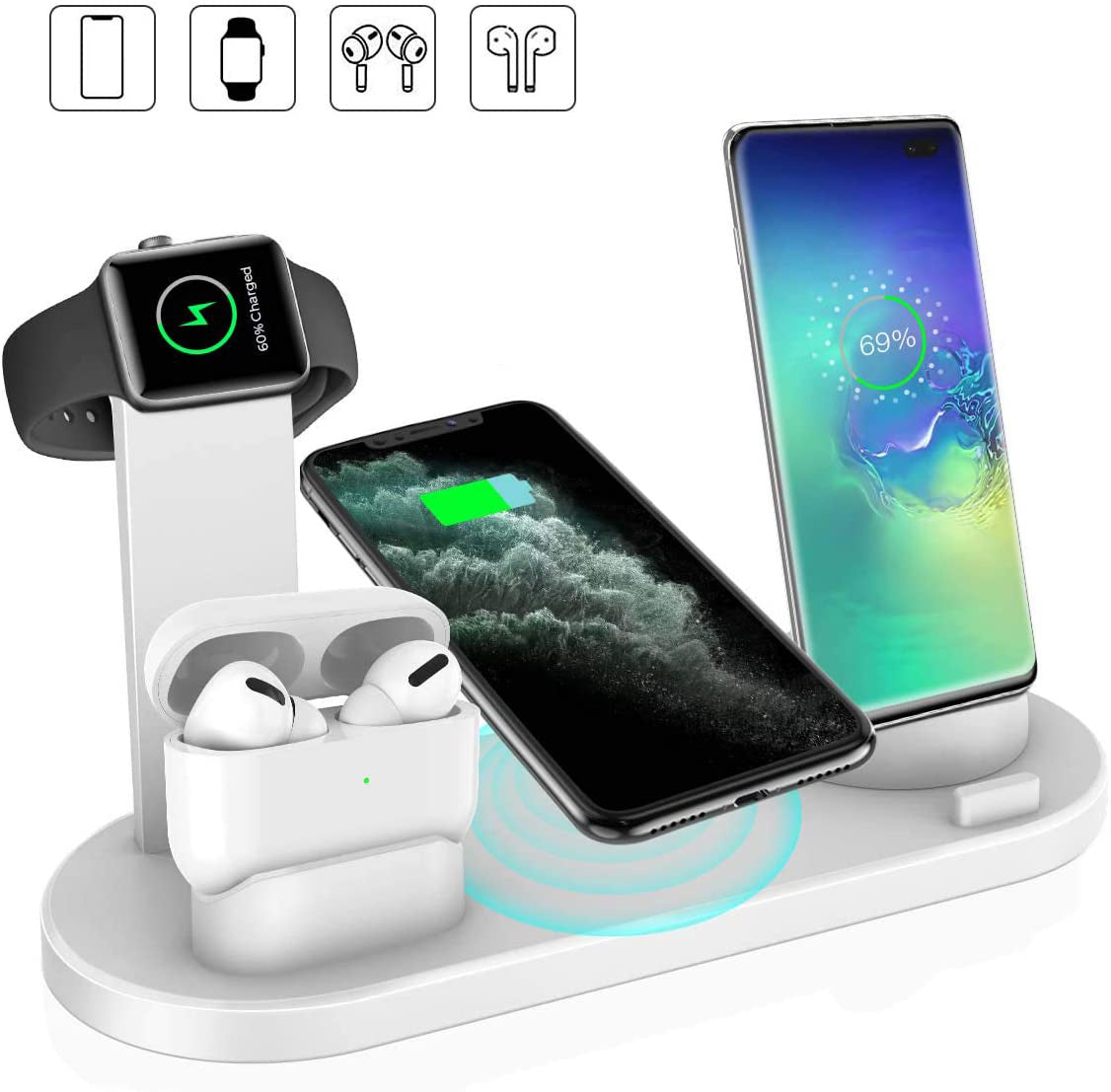 5-in-1 Wireless Charging Station – 15W Fast Wireless Charger