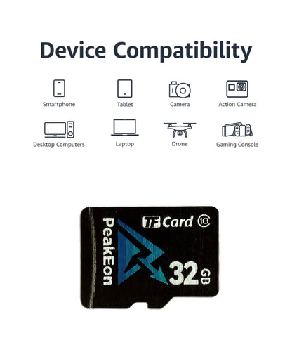 PeakEon MicroSD TF  Memory Card,4K/5K UHD, Waterproof, Shockproof,High Speed 130MB/s (32GB)