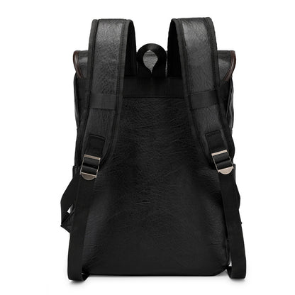 Laptop Backpack Leather Waterproof  – Medium Hardness, Belt Decor, Multiple Inner Pockets Unisex