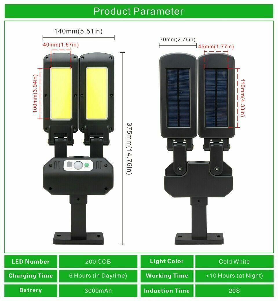 NEW Solar LED PIR Motion Sensor Outdoor Garden Security Street Wall Light 5000L Lamp