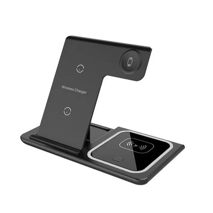 PeakEon Foldable 3-in-1 Magnetic Charging Station, 15W Fast Wireless Charger Stand for Phone, Earphones, Smart Watch,Tablets