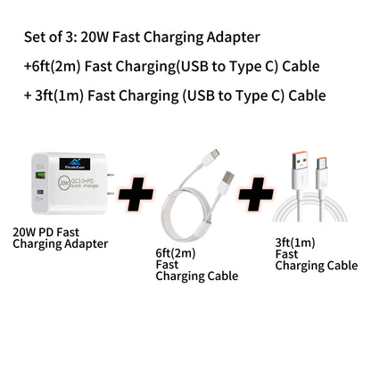 PeakEon Fast Charger Adapter| Dual Port (20W PD Type C + QC 3.0 USB A) with Smart Protection
