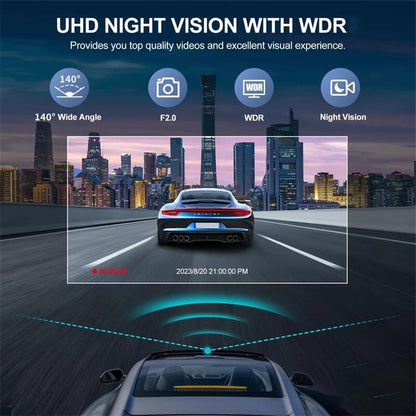 3-Channel Dash Cam with Night Vision – 1080P FHD, WDR, Motion Detection & G-Sensor (Black)